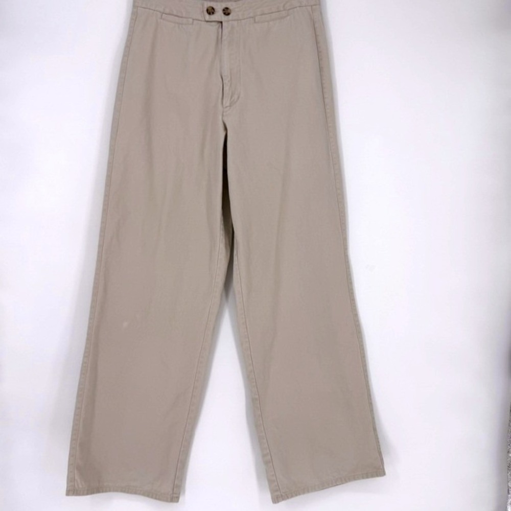Moda International Khaki Wide Leg Cotton Trousers Pants Womens 10 Vintage Preppy